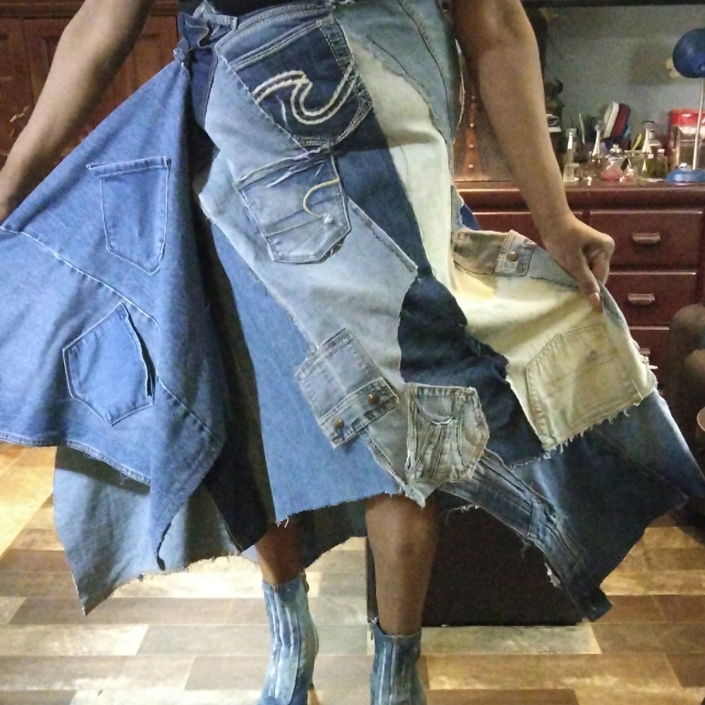 Refurbished Upcycled Asymmetrical Patchwork Pocke… - image 1